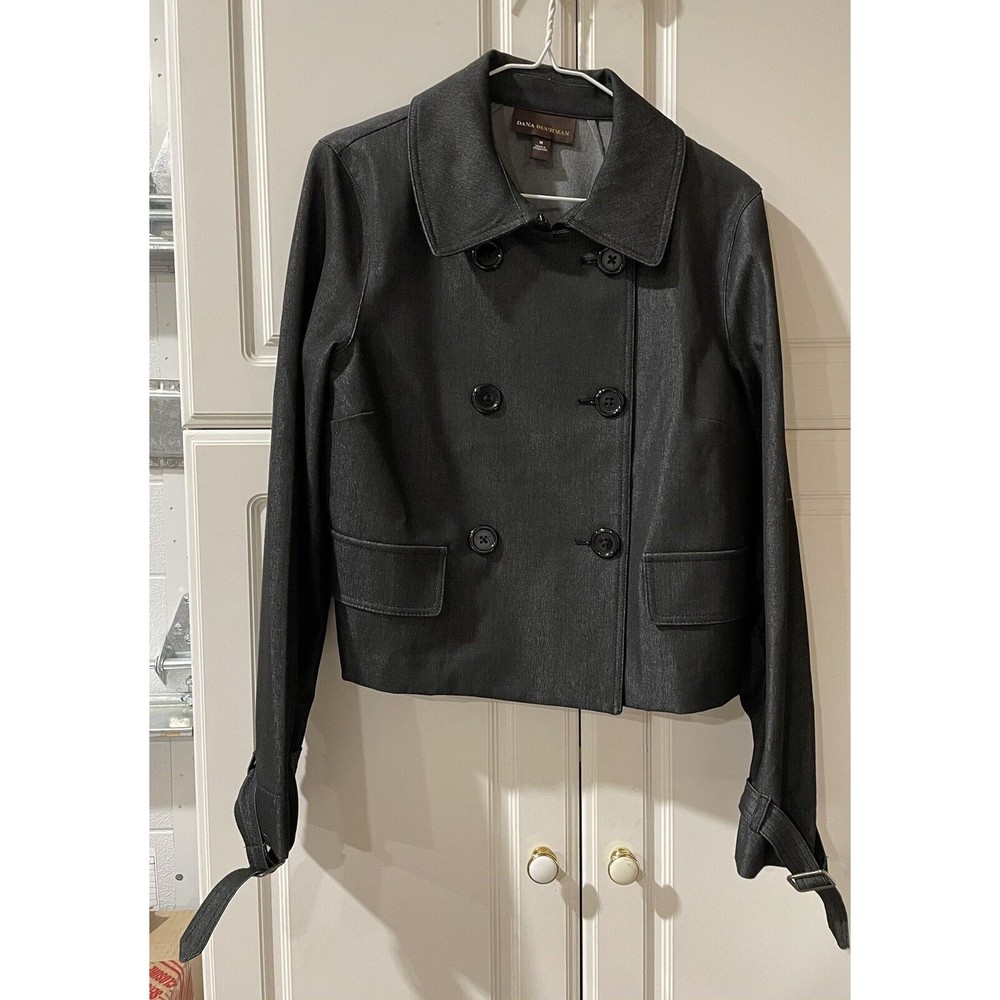 Dana Buchman Medium Blazer Gray Button Front  Pockets Womens Jacket Polyester